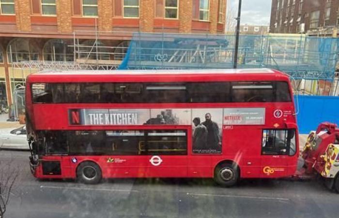 Bus fire in London at rush hour
